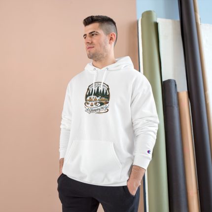 Champion Hoodie — Vintage Camping Adventure Forest Graphic Hoodie